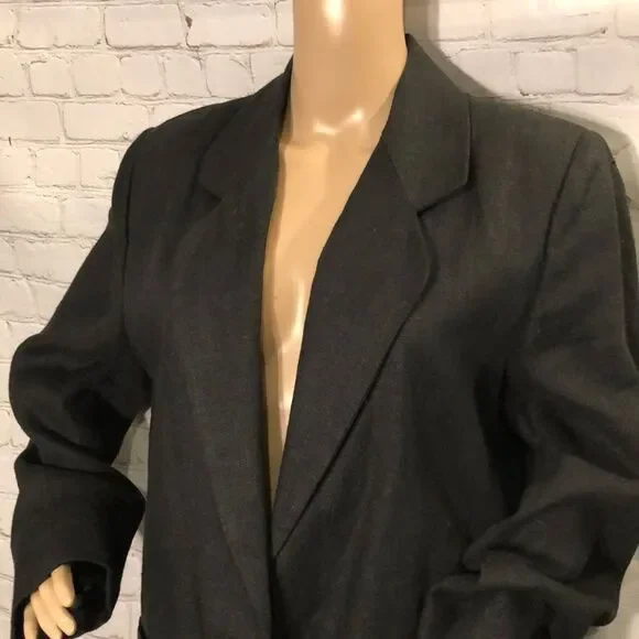 Vintage Harve Benard Long Single Breasted Oversized Black Blazer Large? - Picture 2 of 8